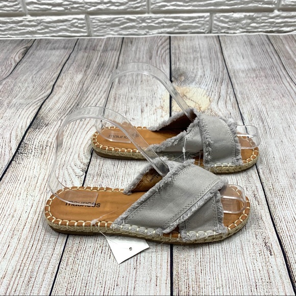 Maurices Grey Sally Slip On Slides with Fringe - Picture 3 of 5